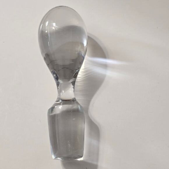 Vintage Teardrop Clear Solid Glass Wine Bottle Stopper About 4.75" - Picture 3 of 5